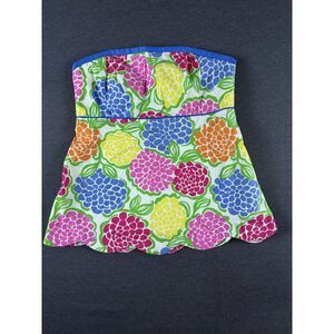 Lilly Pulitzer Strapless Floral Scalloped Hem Top - Size 0